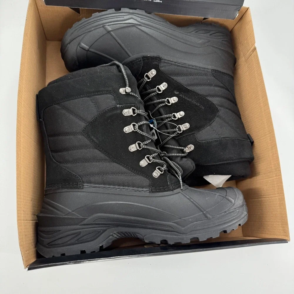 Weatherproof Badger II Winter Boots Mens 8 Black New Suede Leather Snow